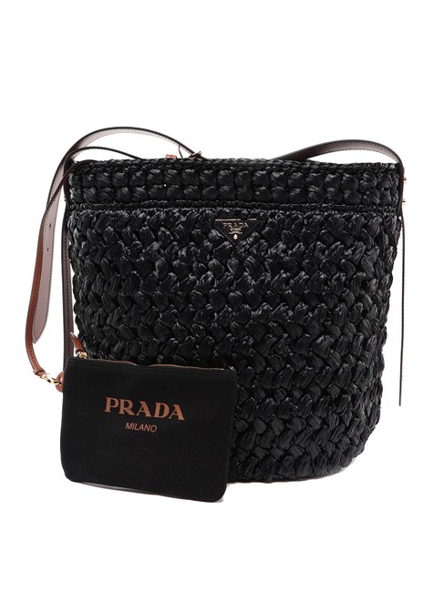 Prada Spk Black Raffia Tote