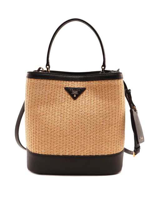 Prada Spk Panier Medium Brown Black Leather Tote