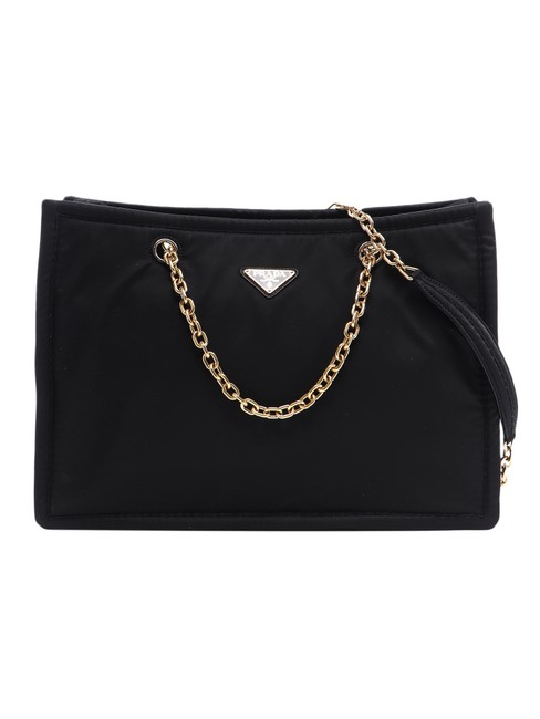 Prada Spk Tessuto Chain Black Leather Tote
