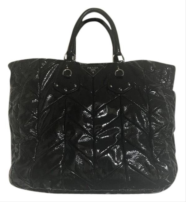 Prada Style Bn1542 Black Patent Leather Tote