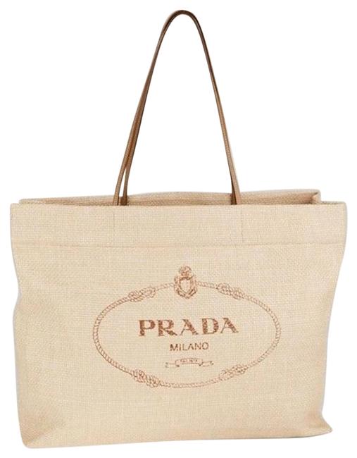Prada Tan Straw Tote