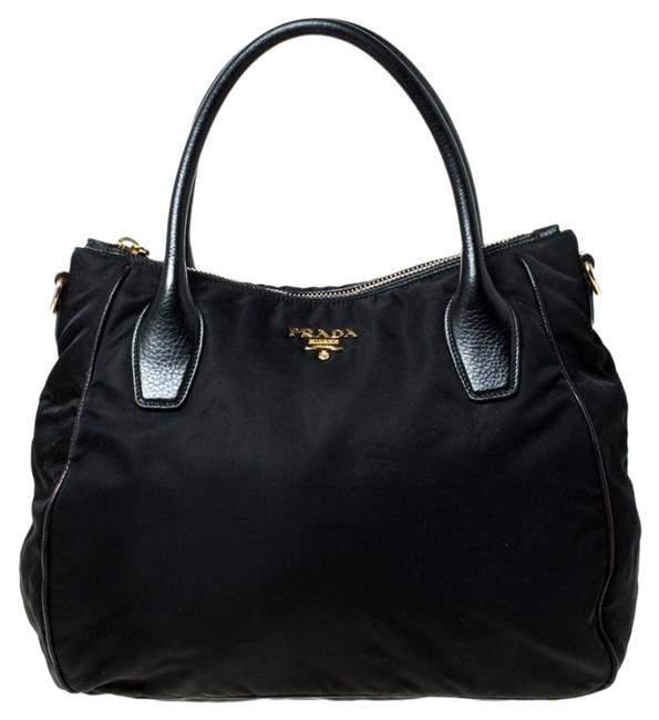 Prada Tessuto and Leather Black Nylon Tote