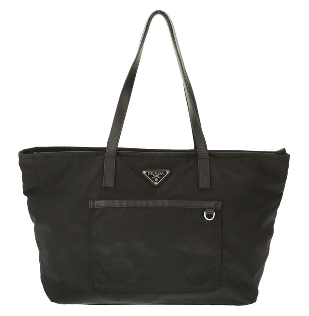 Prada Tessuto East west Black Canvas Tote