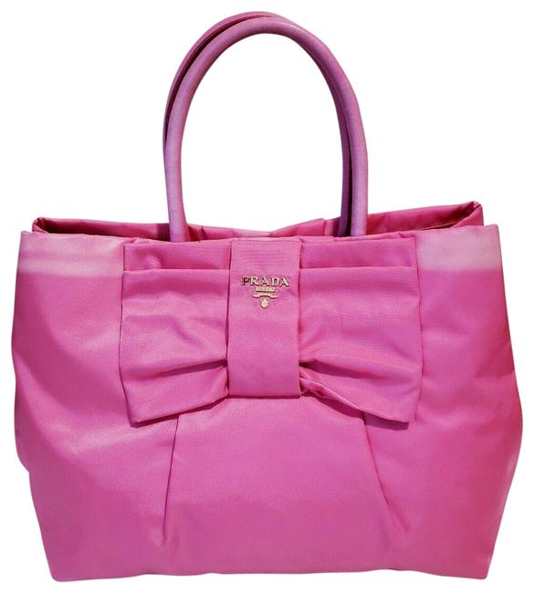 Prada Tessuto Fiocco Bow Pink Nylon Tote