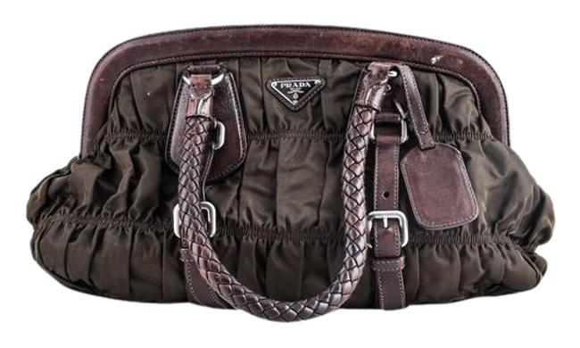 Prada Tessuto Gaufre Green Leather Tote