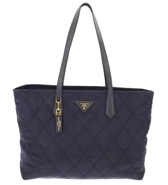 Prada Tessuto Impuntu Baltico Blue Canvas Tote