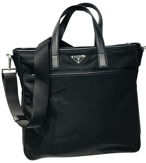 Prada Tessuto Lap Top Carrier Black Nylon Tote