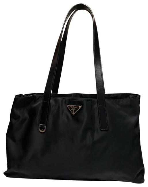 Prada Tessuto Nero Black Nylon  Leather Tote