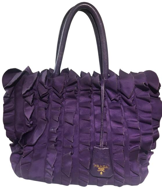 Prada Tessuto Ruffle Purple Canvas Tote