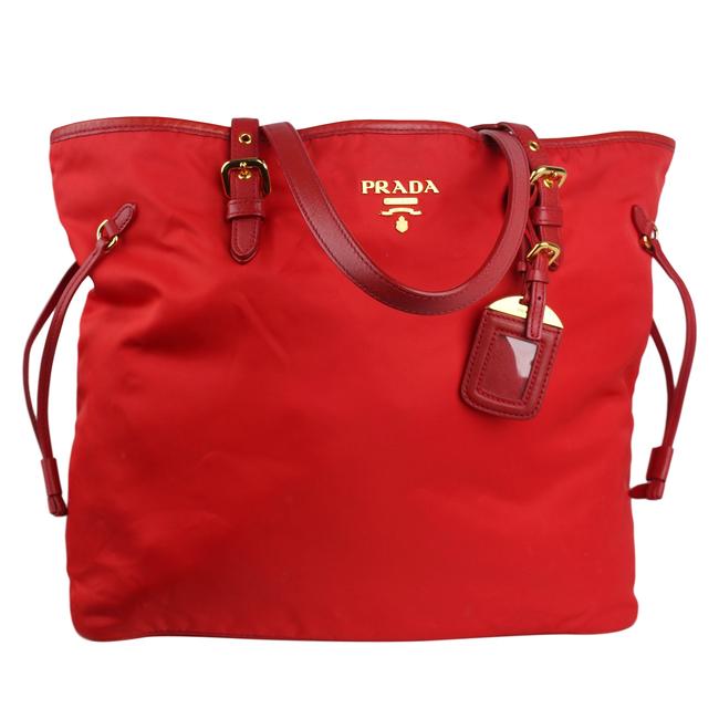 Prada Tessuto Saffiano Rosso 7650 Red Nylon Tote