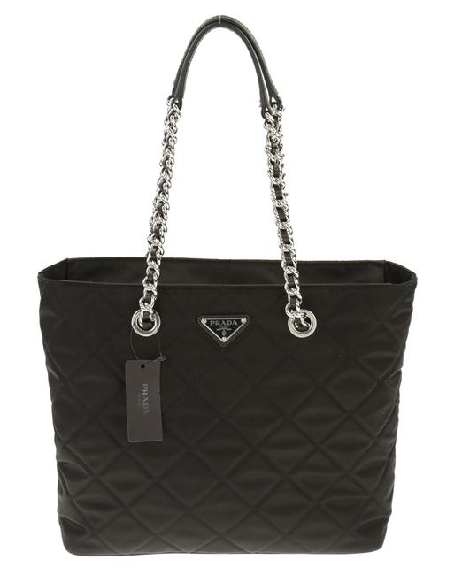 Prada Tessuto Shopping Black Canvas Tote