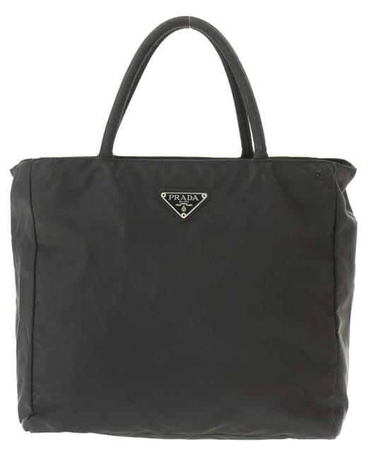 Prada Tessuto Square Black Canvas Tote