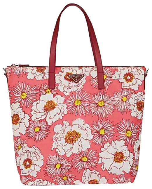 Prada Tessuto Stampato Floral Pink Nylon Tote