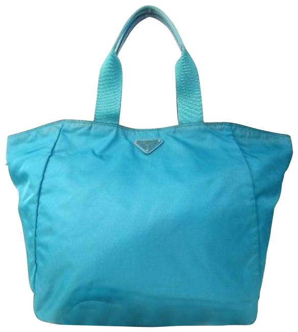 Prada Shopping Bag Tessuto Vela Style Shopper Blue Nylon Tote