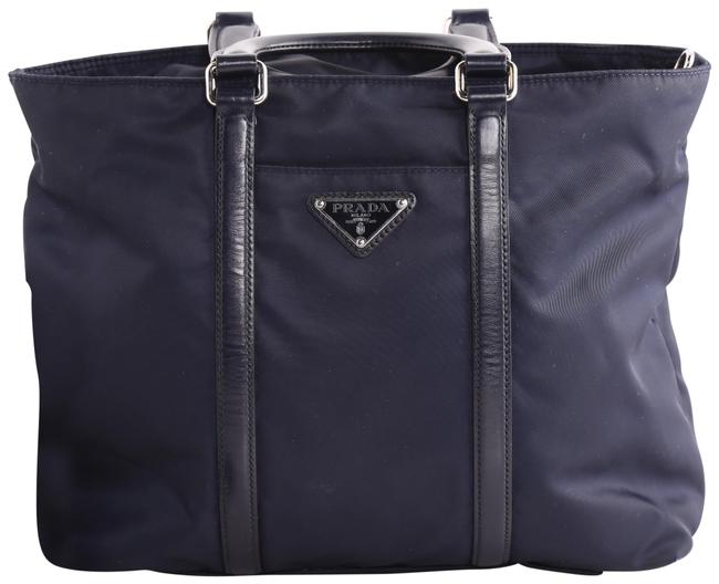 Prada Tessuto Vitel Navy Blue Nylon Tote