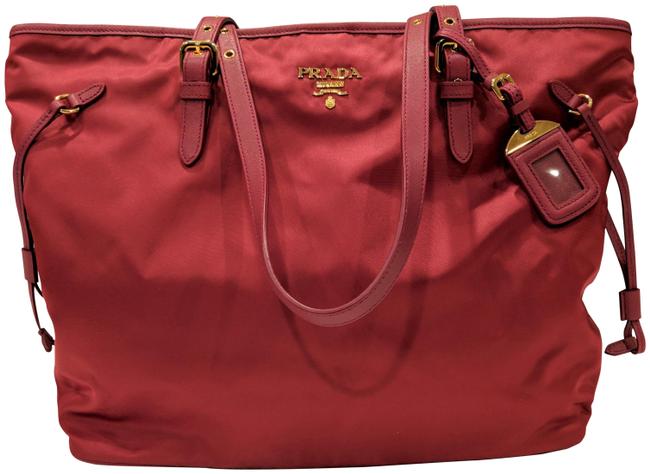 Prada Tessuto with Saffiano Handles Nylon Tote