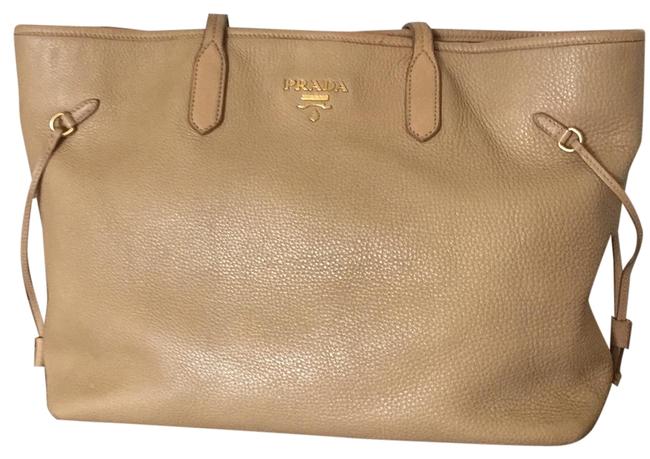 Prada Neverfull Textured Beige Leather Tote