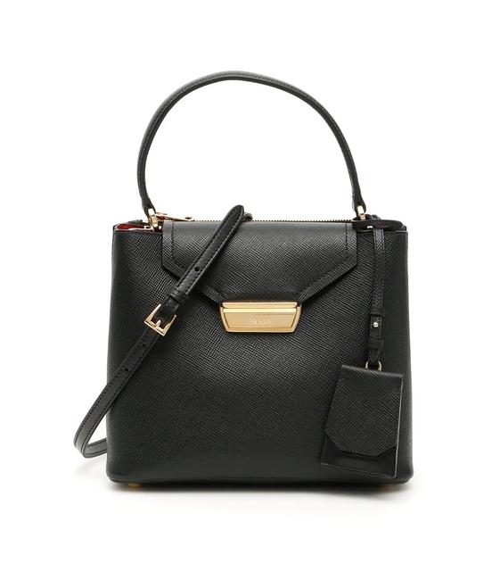 Prada Top Handle Bag New Cr Black Leather Tote