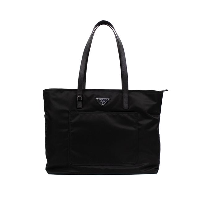 Prada Top Handle Fabric Dual Black Nylon Tote