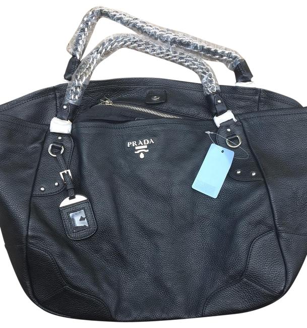 Prada Tot Black Leather Tote