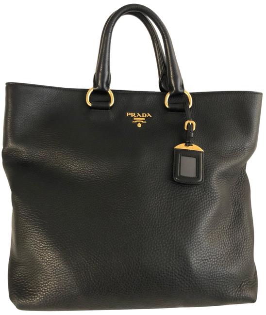 Prada Shoulder Bag Tote Black Leather Tote