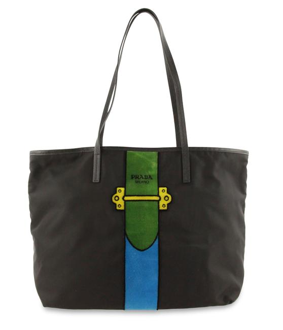 Prada L Trompe Loeil Black Canvas Tote