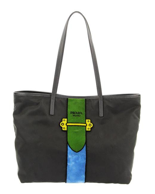 Prada L Trompe Loeil Black Nylon Tote