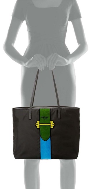 Prada Bag L Trompe Loeil Velvet Black Nylon Tote