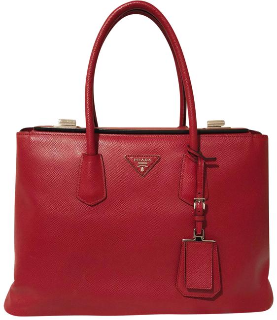 Prada Bag Twin Cuir Red Saffiano Leather Tote