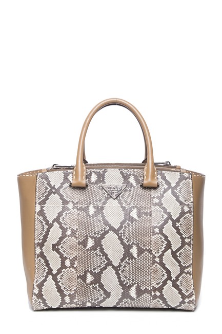 Prada Twin Pocket City Calf Snakeskin Roccia Python Tote