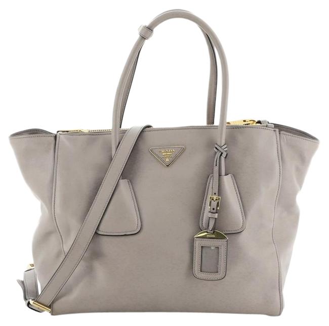 Prada Twin Pocket City Calfskin Medium Neutral Leather Tote