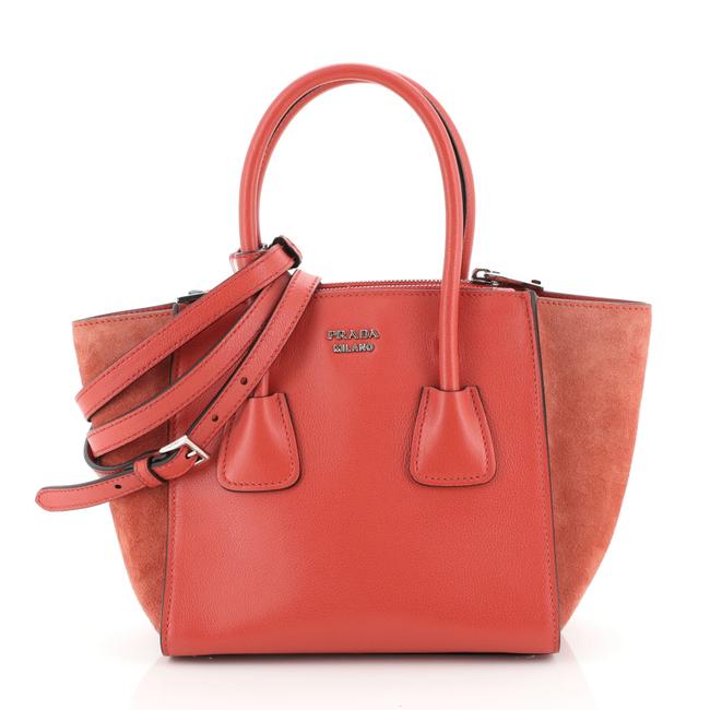 Prada Twin Pocket City Calfskin Mini Red Leather Tote