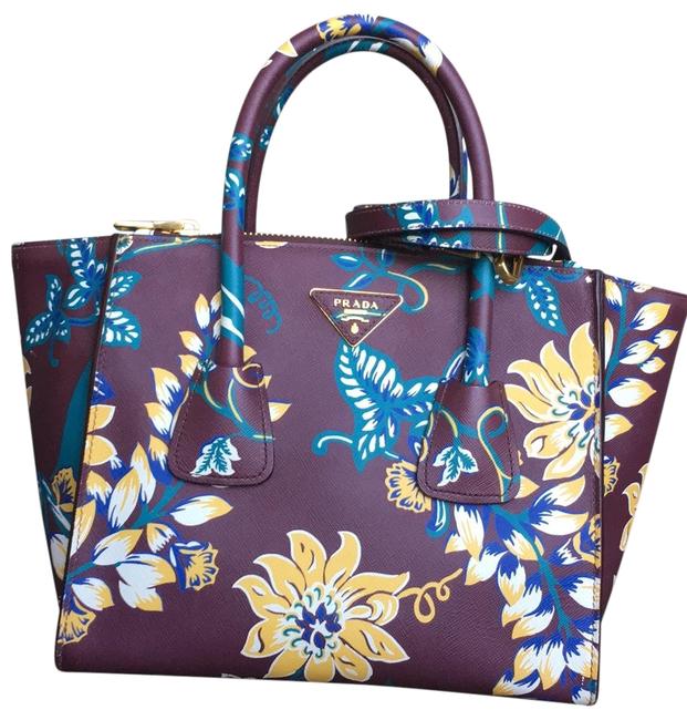 Prada Twin Pocket Medium Floral Leather Tote