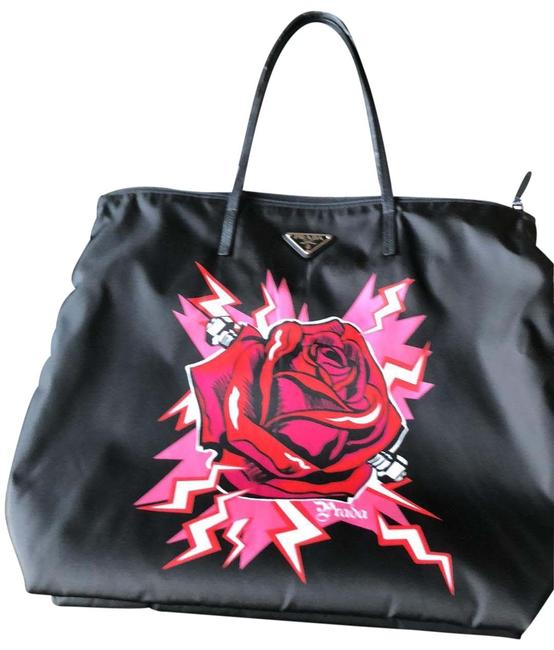 Prada Twin Tessuto 1by300 Blk Nylon Tote