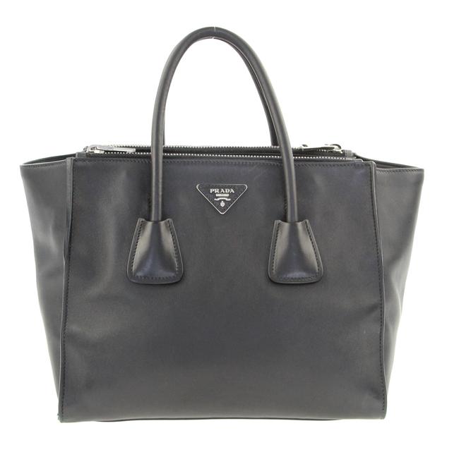 Prada Twin Pocket Black Leather Tote