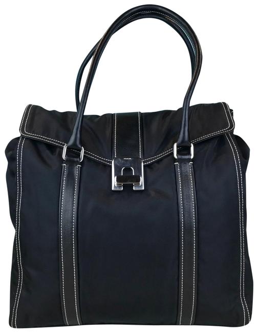 Prada Twist Tessuto Nappa Leather Sale Black Nylon Tote
