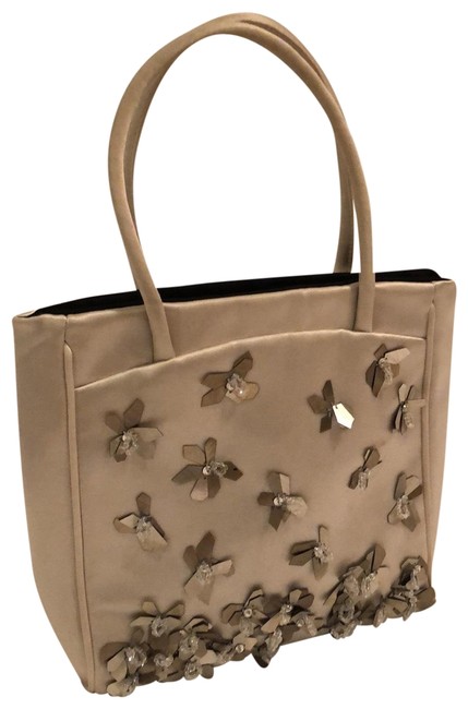Prada Evening Bag Unique with Adorable Flower Adornment Silver Tote