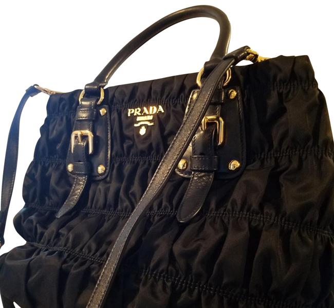Prada Used For 1 Occaision Like New Black Nylon Leather Tote