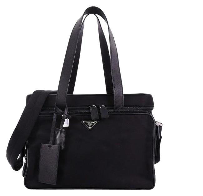Prada Utility Convertible Large Black Tessuto Tote