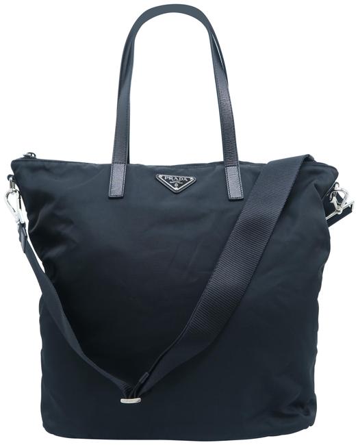 Prada Vela Satchel Black Nylon Tote