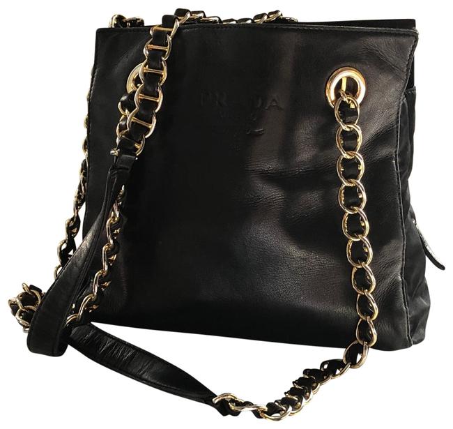 Prada Vintage Nappa Cantena B4329 Black Leather Tote