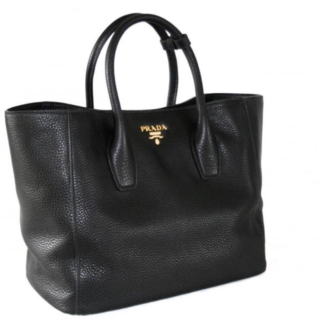 Prada Vit. Daino Bn2694 Black Leather Tote
