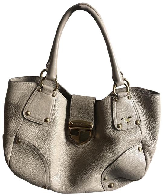Prada Vitella Daino Beige Leather Tote