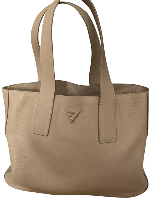 Prada Vitelli Daino Taupe Leather Tote