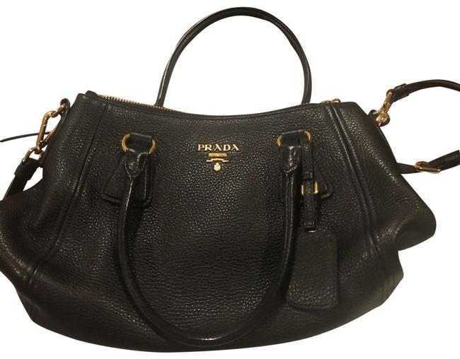 Prada Vitelli Phoenix Black Leather Tote