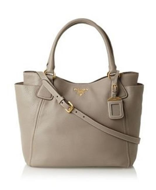 Prada Shoulder Bag Vitello Daina Large Taupe Leather Tote