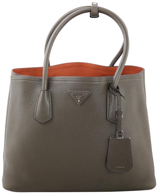 Prada Vitello Dainio Medium Olive Leather Tote