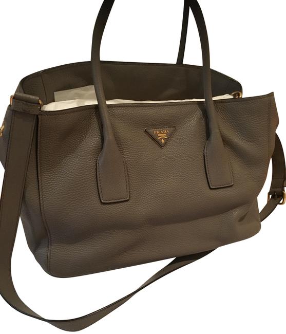 Prada Vitello Daino Argilla Grained Calf Skin Leather Tote