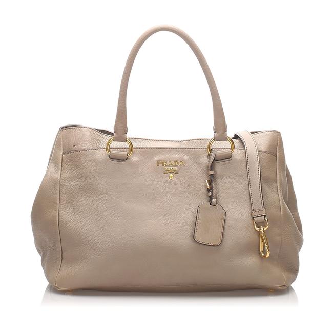 Prada Vitello Daino Bag Brown Leather Tote