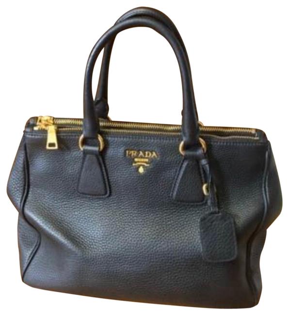 Prada Vitello Daino Black Leather Tote